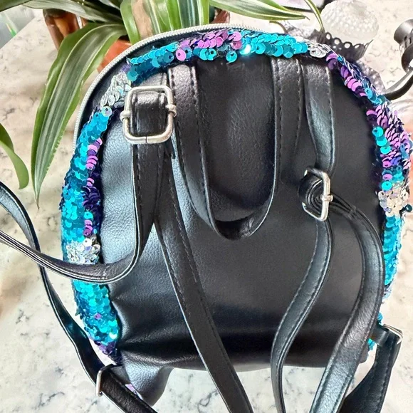 Justice Sequin Mini Backpack - Blue and Silver - Picture 8 of 10